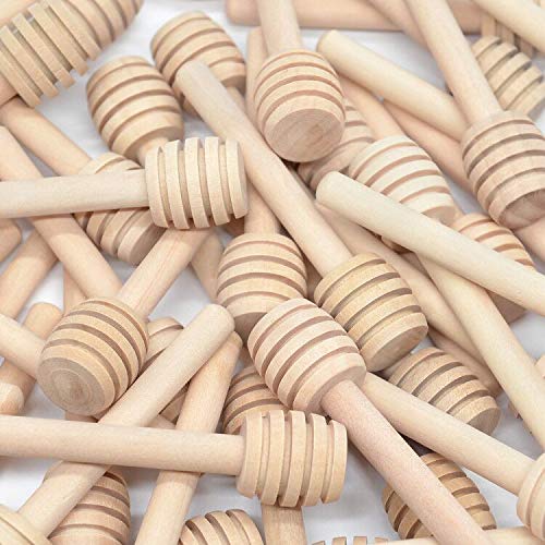 BNK 100Pcs 3 Inch Wood Honey Dipper Sticks with Natural Jute Twine & Kraft Paper Tags for Honey Jar Dispense Drizzle Honey Wedding Party Family by BNK - Image 3