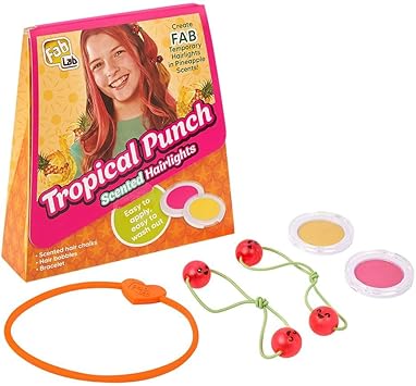 FabLab Tropical Punch Hairlights Washable Fruit Scented Hair Chalk Create Stylish DIY Temporary Hairlights For Ages 8 - Image 4