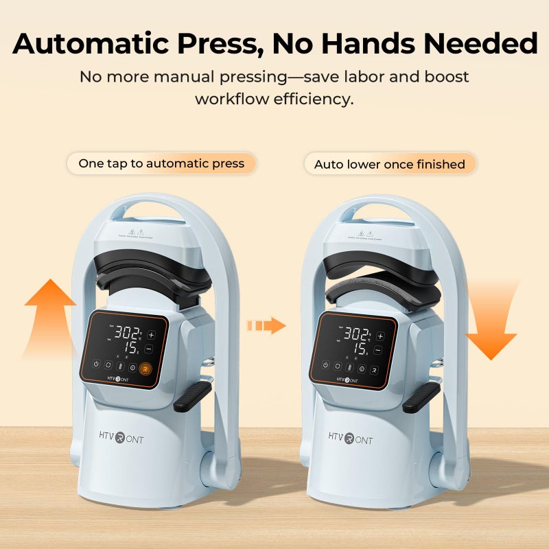 HTVRONT Auto Hat Press Machine - Hat Heat Press Machine with Precise Temp&Timer Control, Hat Heat Press Machine for Caps with 2 Platens, Compatible with DTF Film, Embroidery, Sublimation (Blue) - Image 2
