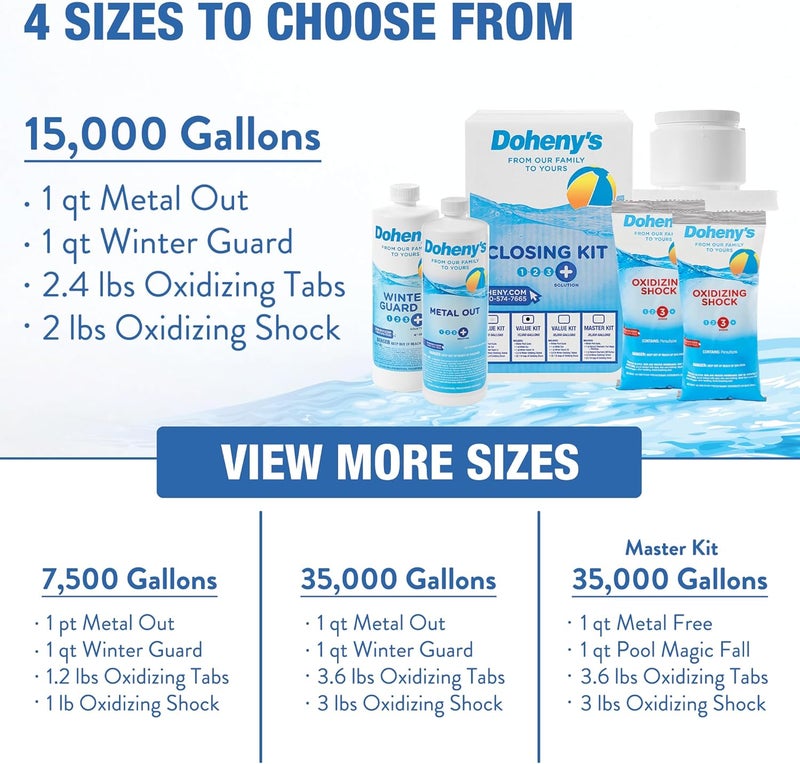 Dohenys Doheny’s Ultimate Pool Closing Kit, Winterizing Chemicals for Above Ground Pools, Inground Pools, Includes Pool Shock, Winter Pill, Algaecide, Stain Preventer, Treats up to 15,000 Gallons - Image 5