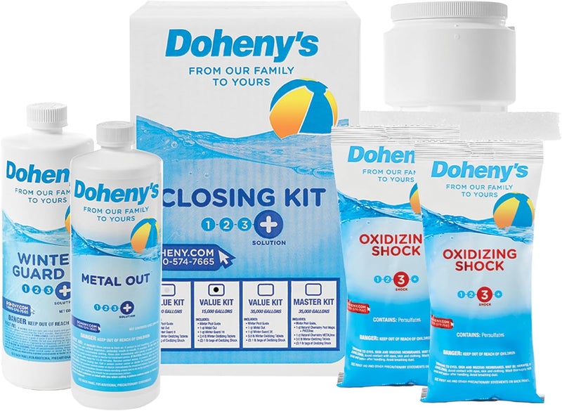 Dohenys Doheny’s Ultimate Pool Closing Kit, Winterizing Chemicals for Above Ground Pools, Inground Pools, Includes Pool Shock, Winter Pill, Algaecide, Stain Preventer, Treats up to 15,000 Gallons - Image 1