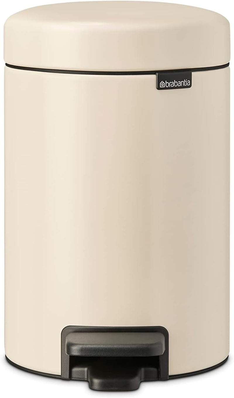 Brabantia NewIcon Pedal Bin 3L - Soft Beige Small Waste Bin with Soft Close Lid - Image 1