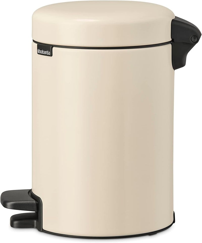 Brabantia NewIcon Pedal Bin 3L - Soft Beige Small Waste Bin with Soft Close Lid - Image 3