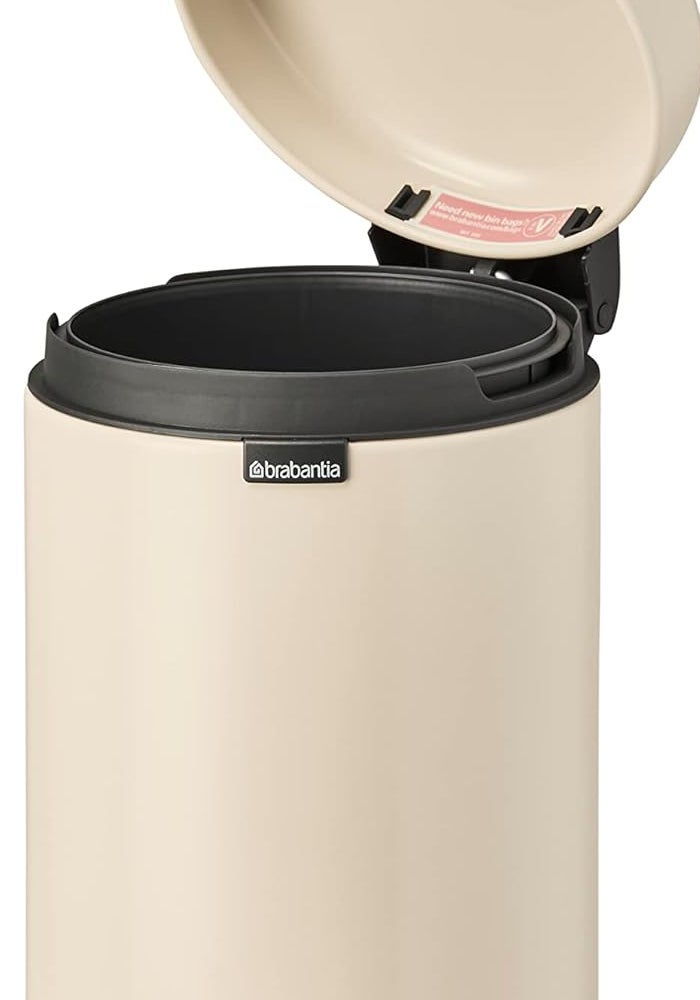 Brabantia NewIcon Pedal Bin 3L - Soft Beige Small Waste Bin with Soft Close Lid - Image 4