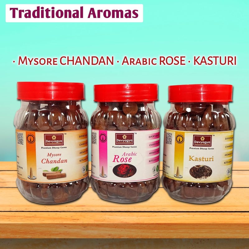 Devyagya Premium Dhoop Cones 7 Jar Pack Multi Fragrances 90G Each Combo of Traditional Fancy and Spritual Fragrances for Home and Office Charcoal Free Premium Fragrances - Image 3