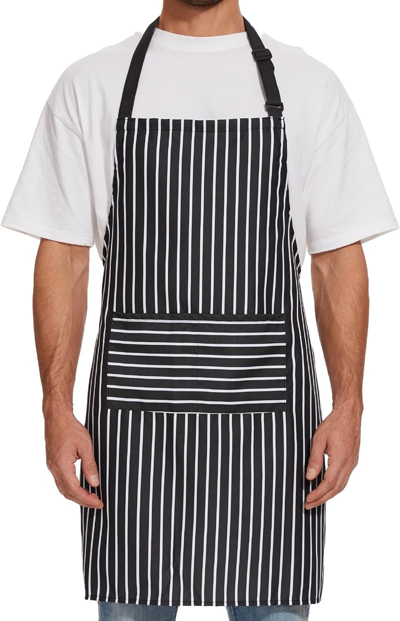 Will Well Kitchen Apron for Men and Women - 33" x 27" Oil-and-Water-Resistant with Adjustable Neck Strap and 38" Waist Ties for a Snug Fit, Lightweight with 2 Front Pockets - 1-Pack, Black - Image 1