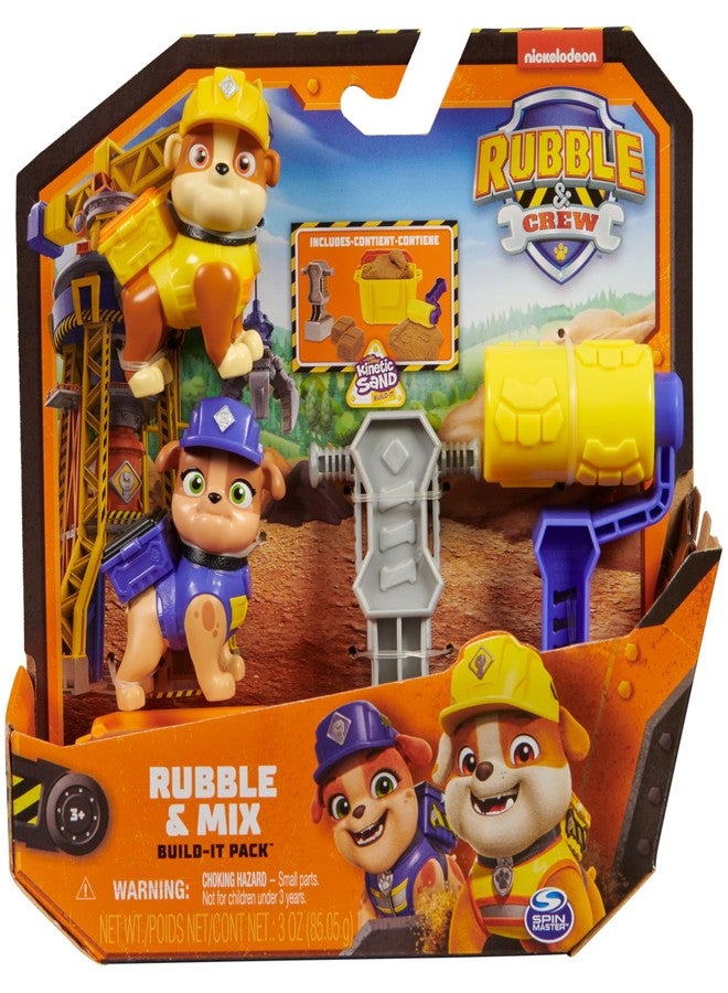 Rubble & Crew روبن وشركاه - عبوة من قطعتين من مجسمات روبن وميكس + ملحقات - مجسم قابل للتجميع - رمل حركي - لعبة باو باترول - لعبة أطفال من عمر 3 سنوات فما فوق - Image 2