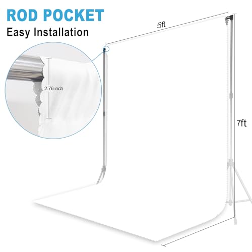 LYLYCTY White Backdrop for Photoshoot, Professional Photo Backdrop Background Curtain for Product Photography, Portraits, Wedding, Party, Live Streaming Video Recording 5X7 FT - Image 2