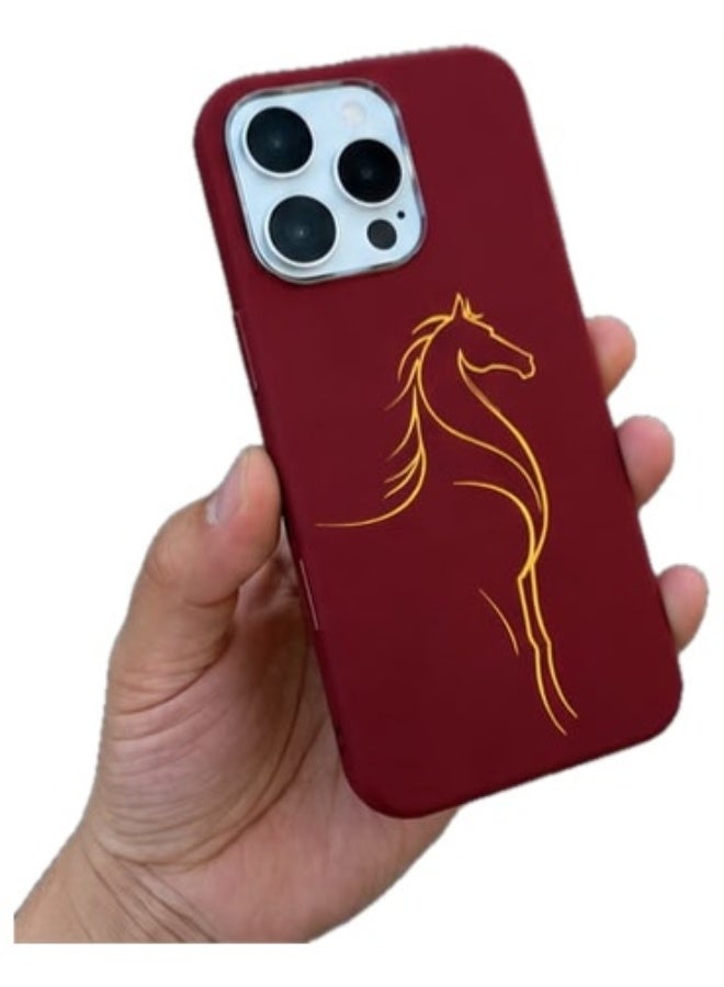 غطاء كاميرا مغناطيسي منزلق بتصميم حصان لهاتف iPhone 16 Pro Max - غطاء خلفي واقٍ مقاوم للصدمات - Image 2