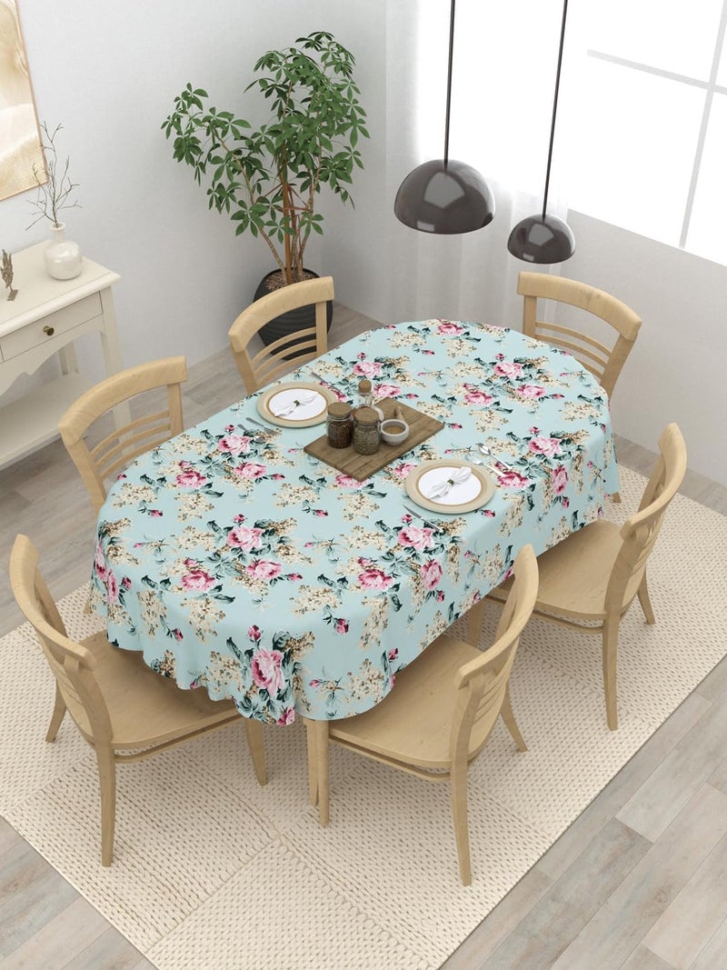 كلاسيكو غطاء طاولة طعام بيضاوي لـ 6 أشخاص من ماركة Clasico؛ مقاسات: 60×90 بوصة؛ المادة: القطن؛ تصميم: Floral Embrace - Image 1