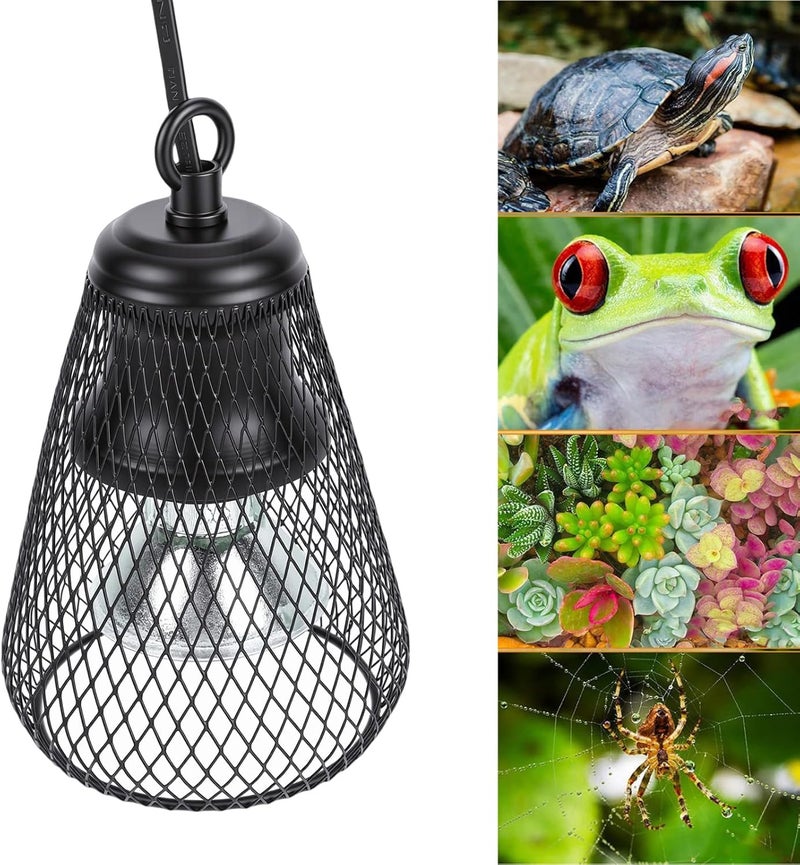 Focket Reptile Lamp Guard, Adjustable Metal Heat Lamp Cage with Chew Proof Springs and Dimming Switch, Up to 100W and 4.7 Inches Height, for Turtles Chicks Lizard Snake (US Plug) - Image 4