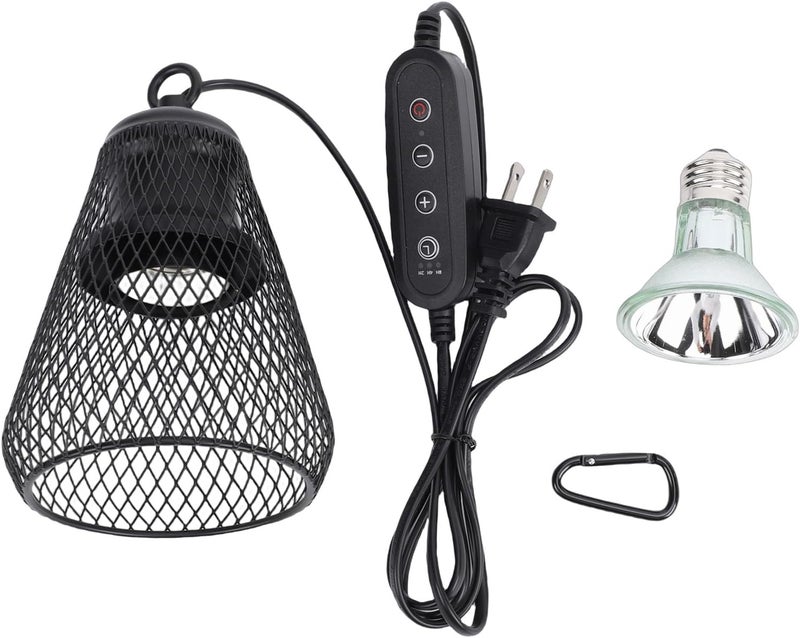 Focket Reptile Lamp Guard, Adjustable Metal Heat Lamp Cage with Chew Proof Springs and Dimming Switch, Up to 100W and 4.7 Inches Height, for Turtles Chicks Lizard Snake (US Plug) - Image 5