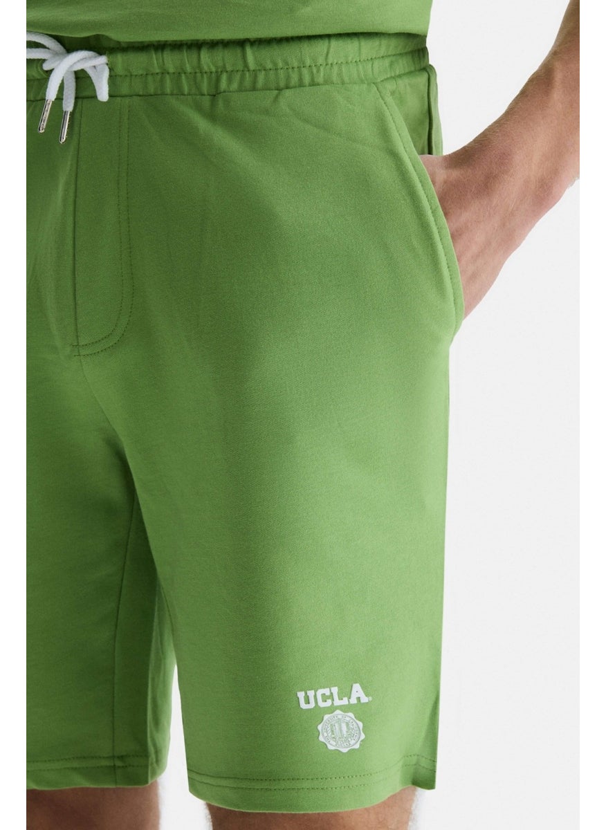 UCLA Fowler Light Green Printed Standard Fit Men's Knitted Shorts  - Image 2