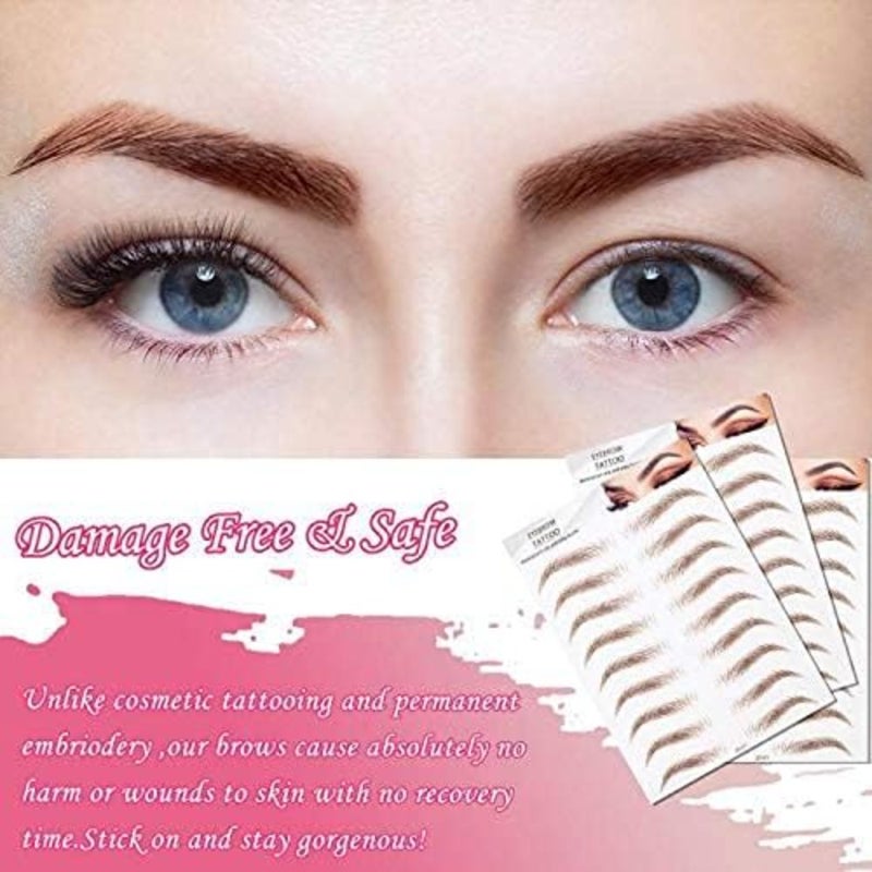 87 Pairs 9 Sheets 4D Hair-like Authentic Eyebrows Eyebrow Stickers Waterproof Imitation Long Lasting Eyebrow Transfers Brow Makeup Tool with Scissors for Women Girls - Image 3