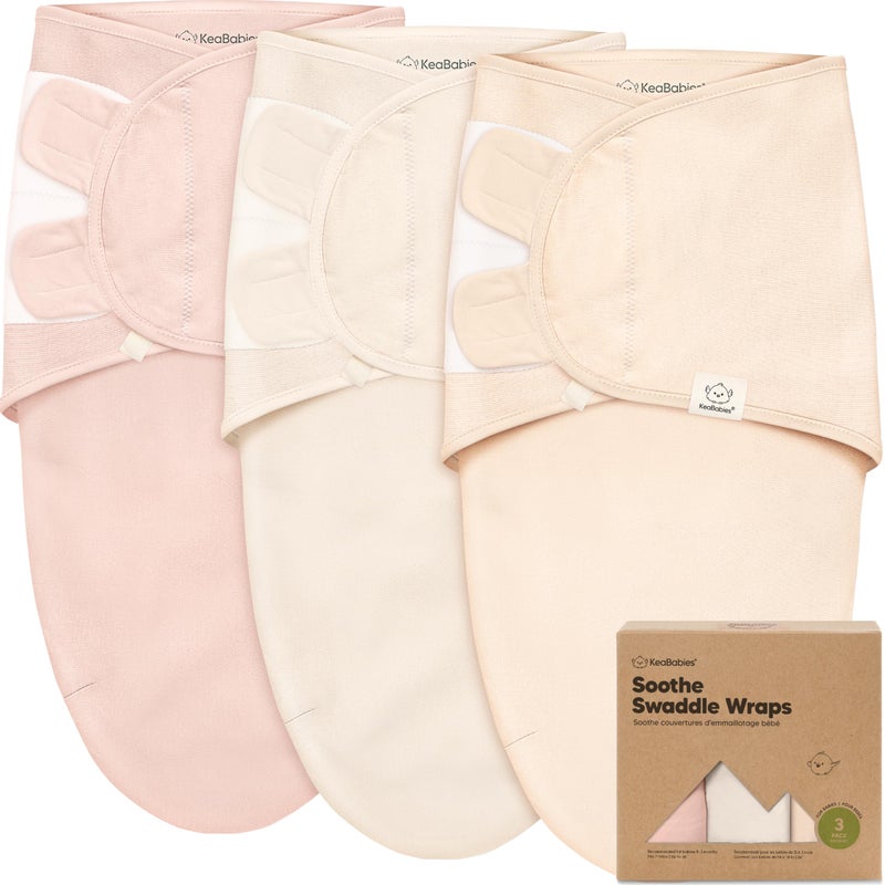 KeaBabies 3-Pack Organic Baby Swaddle Sleep Sacks - Swaddles for Newborns, Infant 0-3 Months, Baby Girls, Boys, Soft & Snug Newborn Sleep Sack, Nursery Swaddling Blankets (Angelic) - Image 1