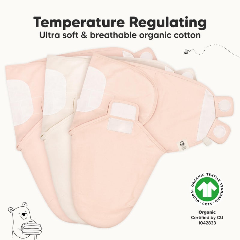 KeaBabies 3-Pack Organic Baby Swaddle Sleep Sacks - Swaddles for Newborns, Infant 0-3 Months, Baby Girls, Boys, Soft & Snug Newborn Sleep Sack, Nursery Swaddling Blankets (Angelic) - Image 4