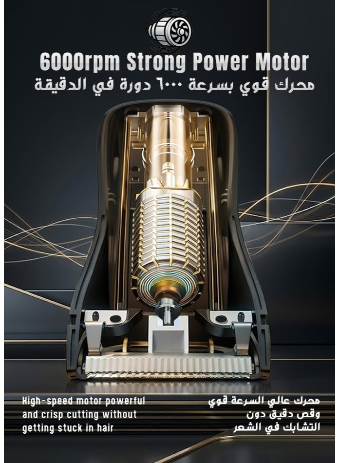 اي ان اس اس يو ماكينة حلاقة شعر إنسو المقاومة للماء للرجال، بمعيار آي بي إكس٧، لاسلكية، مزودة بشاشة رقمية، محرك ٦٠٠٠ دورة في الدقيقة، تقنية بليدلوك لحماية البشرة، شفرات من السيراميك والفولاذ المقاوم للصدأ، إضاءة ليد، قاعدة شحن، مدة تشغيل تصل إلى ٦٠ دقيقة (أسود) - Image 5
