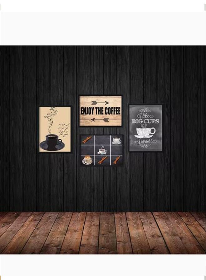 أر كي أن 4 ٹکڑوں کا لکڑی کا فریم والا وال آرٹ پینٹنگ سیٹ سیاہ/سفید 33x43 سینٹی میٹر - Image 2