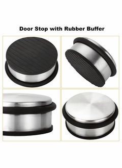 Generic 4 PcsDoor Stop Stainless Steel, Heavy Duty Chrome Door Stopper with Rubber Buffer Ring, Metal Round Door Stoppers for Floor, Safety Door Wedge for Home Office  - Image 4