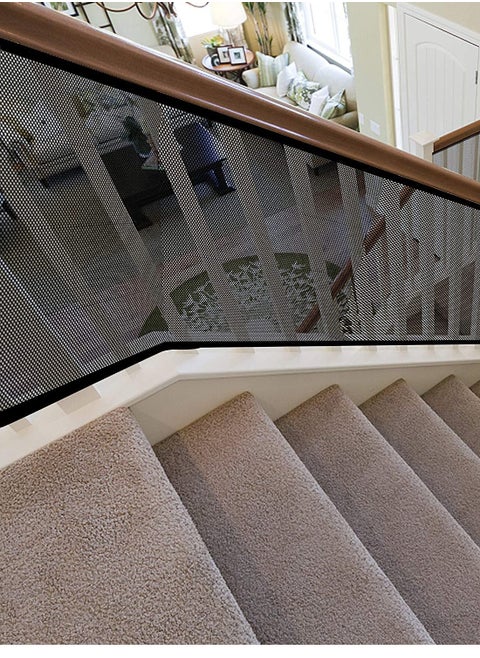 شبكة أمان للأطفال من أجل واقي درابزين الدرج لشرفة أمان الطفل وشبكة أمان للأطفال لشبكة الشرفة للسلالم حزمة من 1110 سم × 3 م أسود