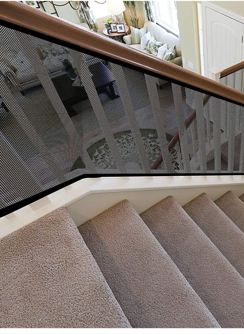 Kiddale - Baby safety net for staircase railing guard for baby safety balcony child safety net for balcony net for stairs Pack of 1 110cm x 3m Black - Image 1