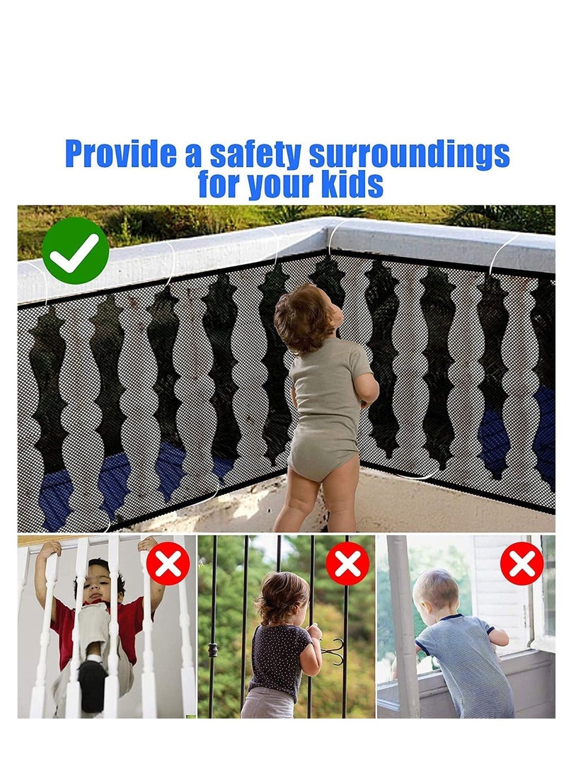 Kiddale - Baby safety net for staircase railing guard for baby safety balcony child safety net for balcony net for stairs Pack of 1 110cm x 3m Black - Image 1