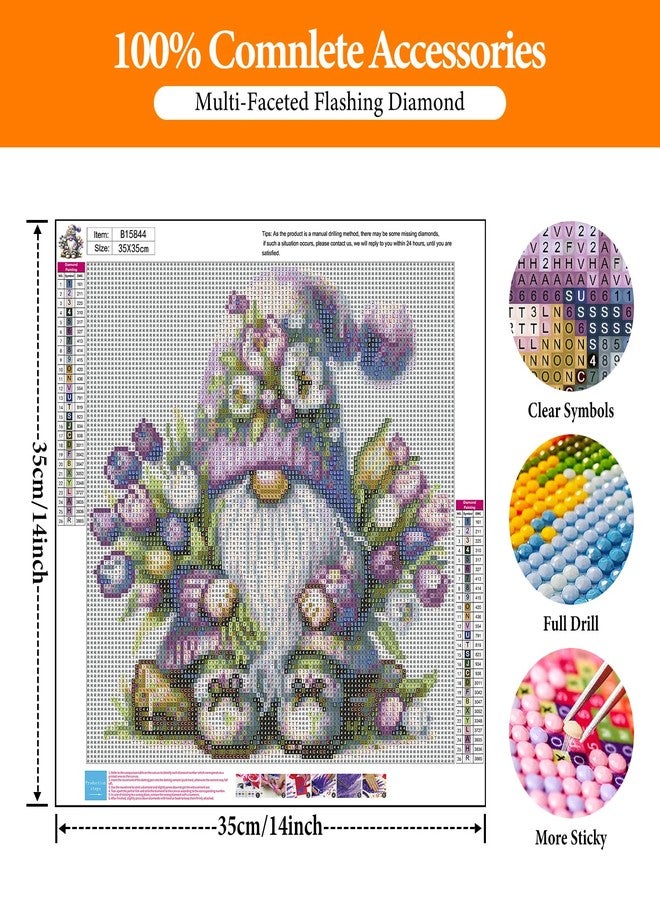 Offito Gnome Diamond Art Kits for Adults, 5D Gnome Diamond Painting Kits for Beginners, DIY Full Drill Dots Gem Art Paint for Home Wall Decor 12 x 16 Inch - Image 4
