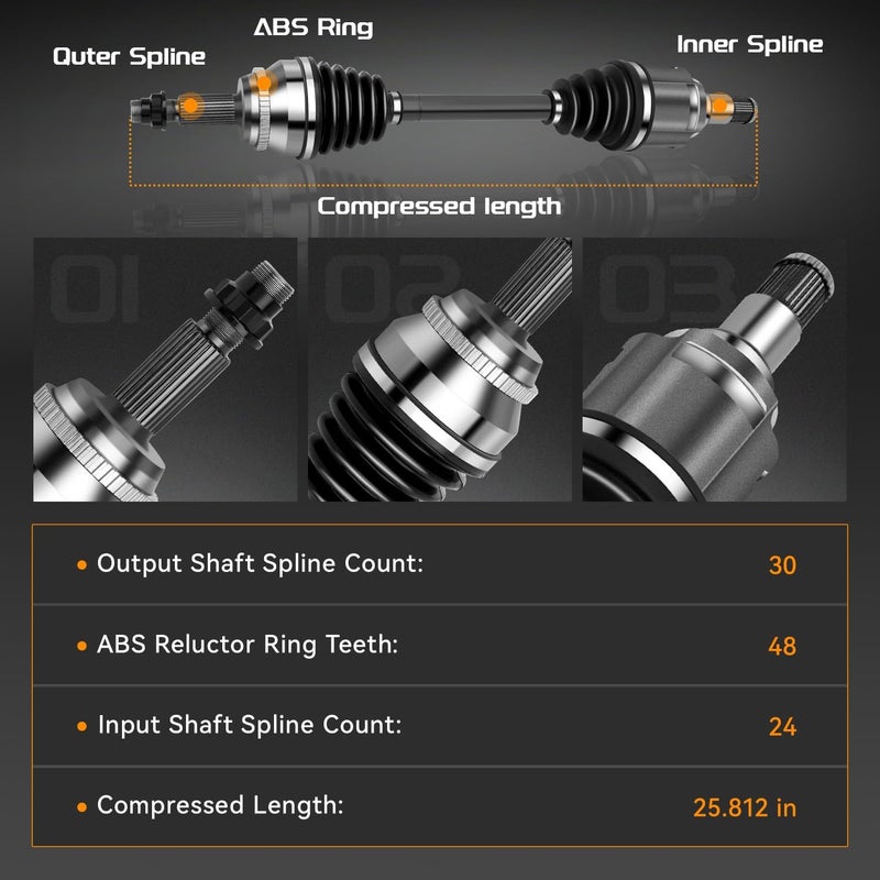 BRTEC Front Left CV Axle Shaft Assembly for Toyota Camry, Avalon, and Lexus ES350 - Image 2