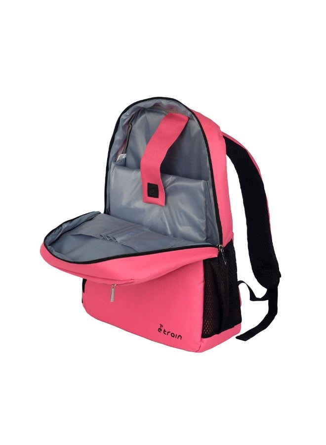 Etrain Backpack Bag Fit Up to 15.6  Made by High Quality Nylon Material with Zipper Puller. Padded Laptop Compartment with Safety Straps to avoid Sliding, with Pens and mouse Holders PINK - Image 5