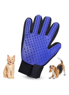 A special pet combing glove made of silicone with high efficiency, one of the pet cleaning supplies and pet accessories equipment, blue color