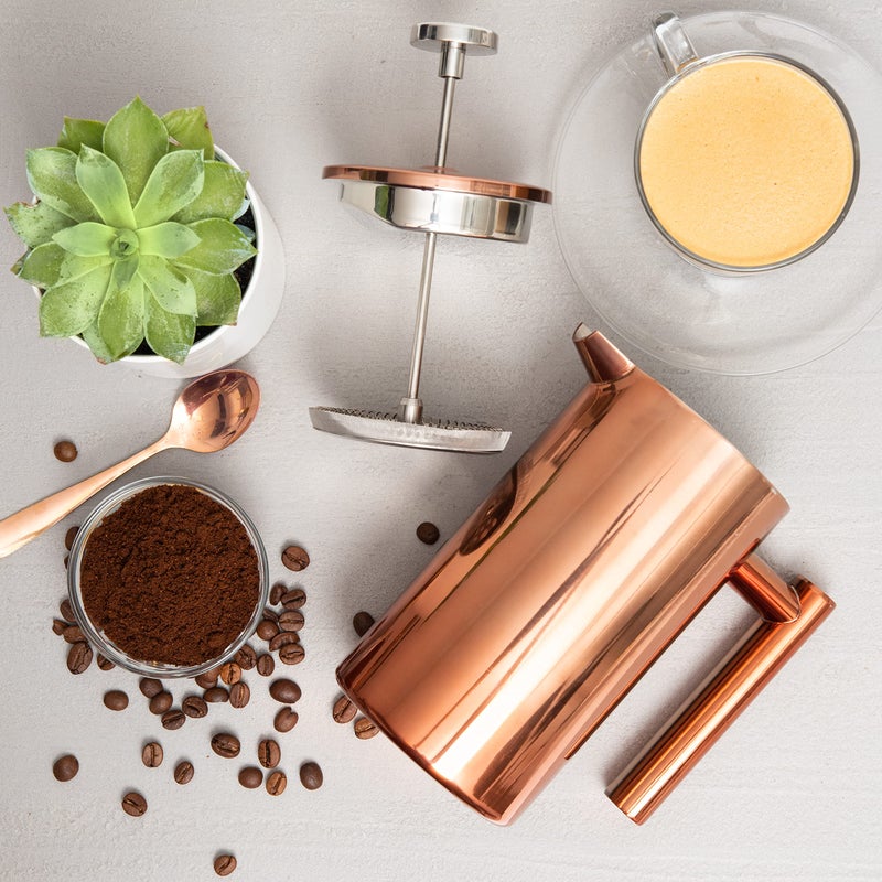 Mixpresso Stainless Steel French Press Coffee Maker 27 Oz 800L Double Wall Metal Insulation Coffee Press & Tea Brewer Easy Clean & Easy Press  Strong Quality Coffee Press  Bronze - Image 5