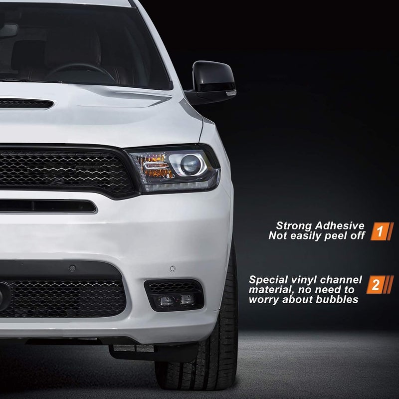 NDRUSH Smoked Light Stickers Kit Overlays Headlight Eyelid Vinyl Tint Film Blackout Tail Light Wrap Cover Compatible with Dodge Durango 2014-2021 - Image 3