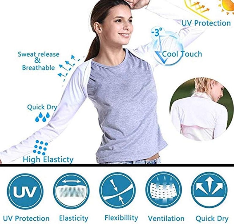 YAKEFJ UV Protection Anti-UV Cooling Shawl Arm Sleeves Sun Protector for Women Golfing Riding Outdoor Activities - Image 3