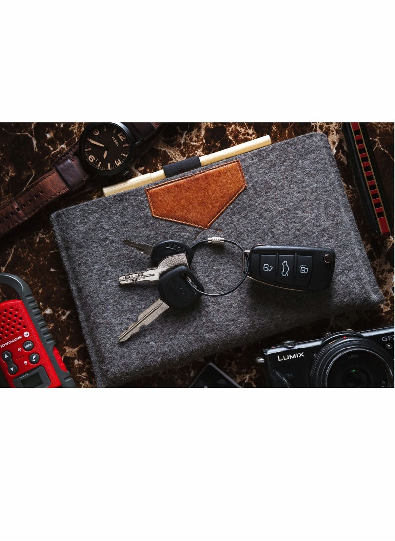 SYOSI - Key Ring Cable Wire Car Keychains Keyrings Loop Heavy Duty Tag Keepers Tough Binding Carabiner Rings 12Pcs 304 Stainless Steel Black Rubber Coated Steel Wire Rope Loop Rubber Coated Steel Wire Rope - Image 1