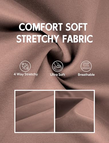 DLOODA Women's Dress Pants Business Casual Stretchy Work Pants High Waisted Pull On Slacks Office Wide Leg Trousers Coffee - Image 5