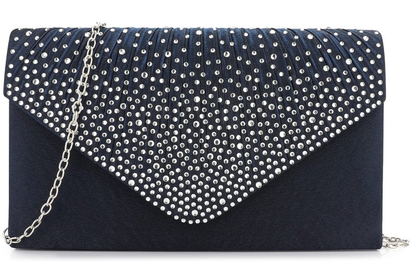 BBjinronjy Clutch Purses for Women Evening Bag Formal Rhinestone Handbags for Wedding Party Cocktail Prom Dinner (Navy-2) - Image 1