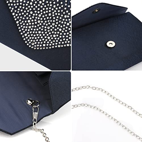 BBjinronjy Clutch Purses for Women Evening Bag Formal Rhinestone Handbags for Wedding Party Cocktail Prom Dinner (Navy-2) - Image 5