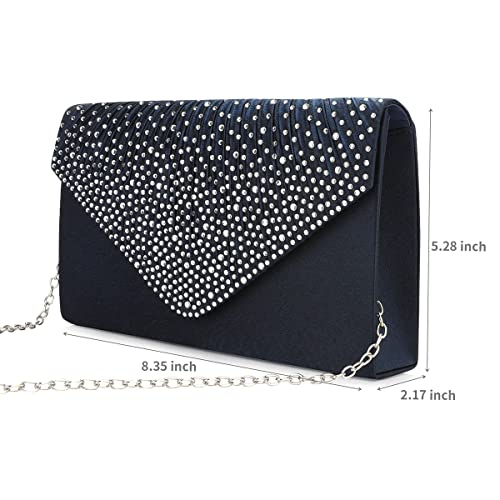 BBjinronjy Clutch Purses for Women Evening Bag Formal Rhinestone Handbags for Wedding Party Cocktail Prom Dinner (Navy-2) - Image 4