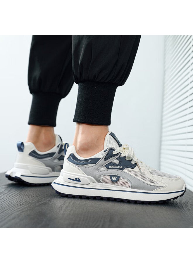 Pull Back Warrior Men's Soft Sole Sports Shoes Autumn New Lightweight Breathable Casual Shoes White Blue Gray Size 42 - Image 4
