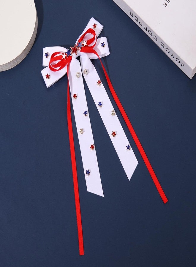 CEALXHENY White Bows 4th of July Accessories Hair Bows for Women Patriotic American Flag Star Hair Bows Clips USA Memorial Day 4th of July Red White and Blue Hair Accessories Outfits Gifts (White 3) - Image 5