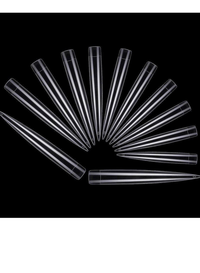 SYOSI Transparent Display Long Pointed Nail, 240 Pieces DIY Nail Patch Extra Long Fake Nails Practice Training Art Design Display Nail Salon Show Ladies and Girls Fake Nail Tool Kit - Image 1