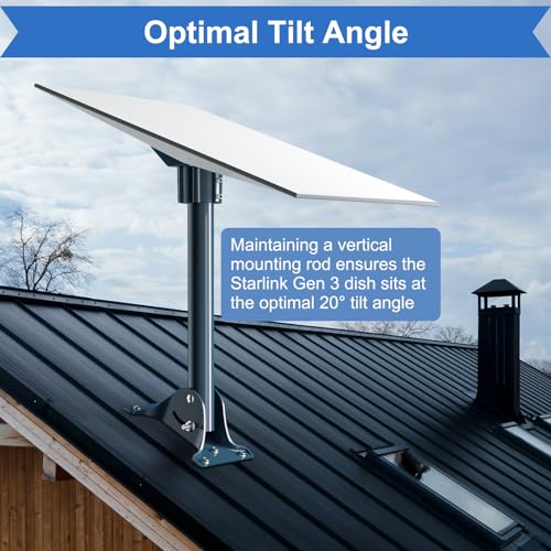IZLTUV Starlink Gen 3& Gen 4/4X Mount Adapter, 15.7" Heavy Duty Steel Pivot Pole Pipe with Adjustable Base, Roof Mount Kit Compatible with Starlink V3/V4 Standard Dish - Image 4