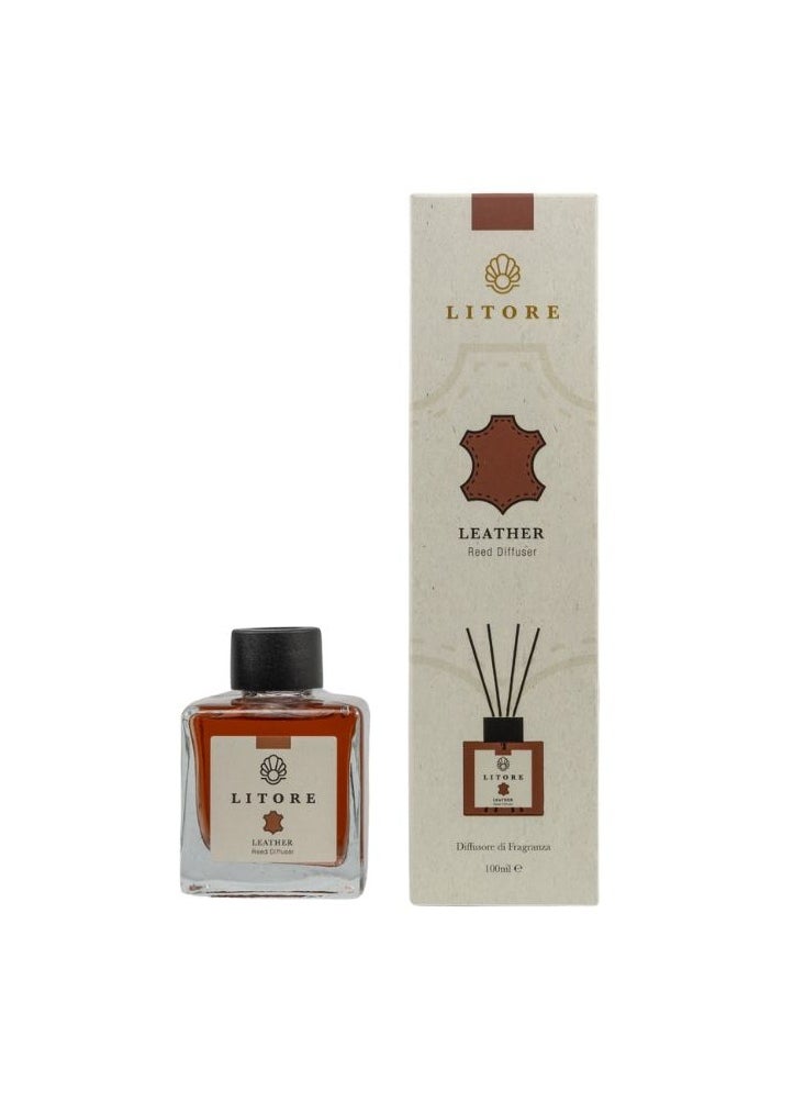 Litore Litore Leather Reed Diffuser, Best Diffuser Aromatherapy Perfume, Home Fragrance, Oil Diffuser & Reed Diffuser Sticks- Perfect for Home & Office - 100 ml  - Image 1