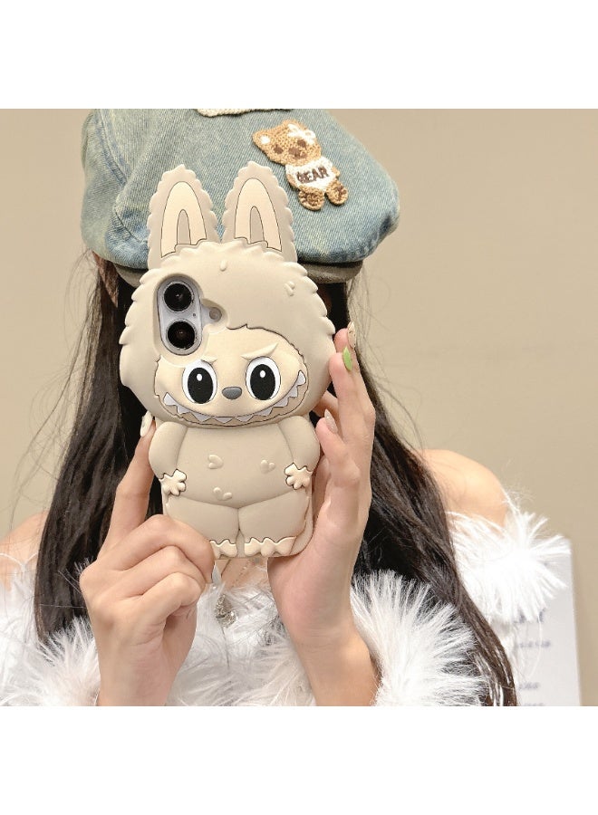 General Cartoon cute three-dimensional Labubu silicone mobile phone protective cover iPhone 16/16Plus mobile phone case  - Image 2