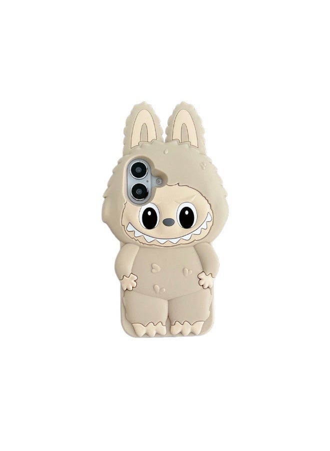 General Cartoon cute three-dimensional Labubu silicone mobile phone protective cover iPhone 16/16Plus mobile phone case  - Image 1