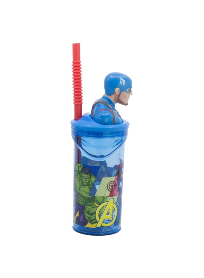 ستور أفنجرز زمزية مجسم كابتين أمريكا 3D مع مزاز ألوان متعددة 360 مل 10201 - Image 3