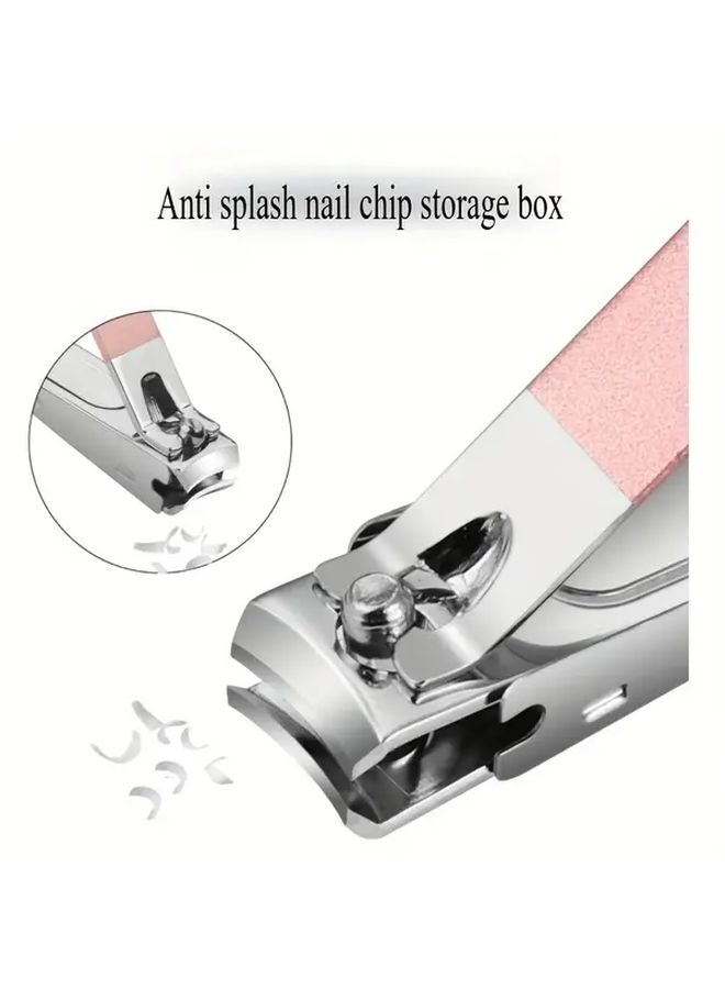 مجموعة قصاصة أظافر بلون وردي ذهبي 18 قطعة طقم العناية بالأظافر المقاوم للرش مع تغليف هدية - Image 3