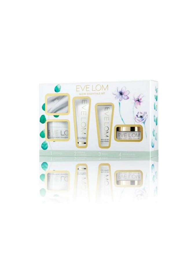 إيف لوم - مجموعة Glow Essentials تحتوي على منظف 20 مل + منظف كريمي رغوي نصف موسلين للتنظيف 20 مل، قناع إنقاذ 15 مل وكريم مرطب 15 مل، مجموعة من 5 قطع - Image 1