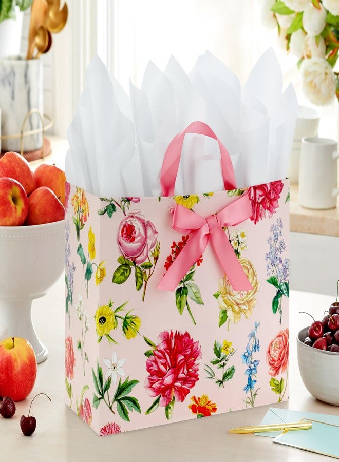 Hallmark 10" Large Mother's Day Gift Bag with Tissue Paper (Vintage Floral with Pink Bow) for Valentine's Day, Easter, Bridal Showers, Graduations, New Moms - Image 2