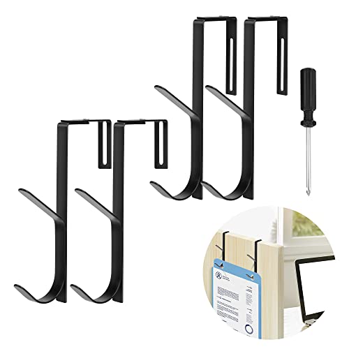 Wehhbtye Adjustable Double Coat Hooks, Thick Cubicle Wall Coat Hooks, Metal Over The Panel Double Hooks Adjusted to Fit 1.35 to 3.5 Inch Thickness (4pcs) - Image 1
